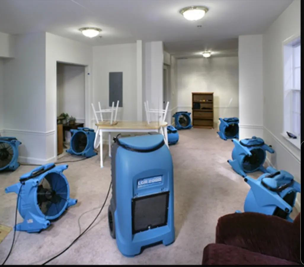 Air movers and dehumidifier setup for Water Extraction & Removal in Elkridge